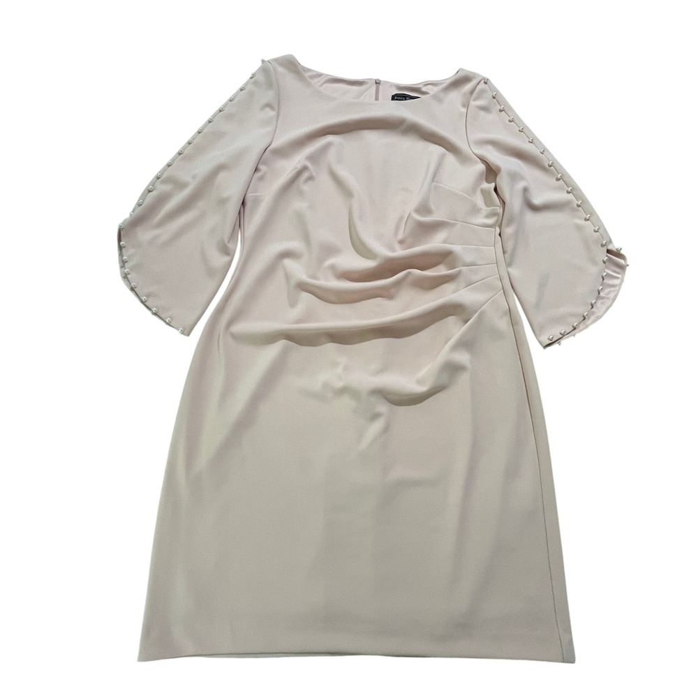 Jessica Howard Blush Pink Pearl-Trim Midi Sheath Dress - Picture 11 of 13